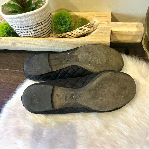 Tory Burch Reva Quinn Quilted Ballerina Flat Black Size 7.5 - Picture 4 of 5
